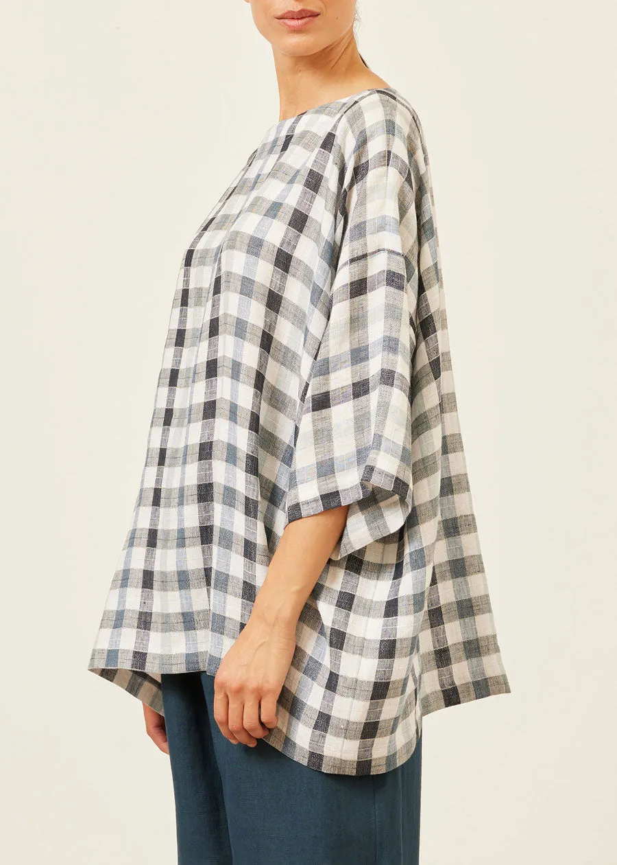 linen mix 3/4 sleeve bateau neck tunic - long sold by eskandar product image thumbnail 2