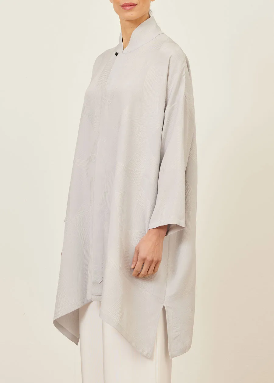 silk wide a-line shirt with chinese collar - very long with slits sold by eskandar product image thumbnail 3