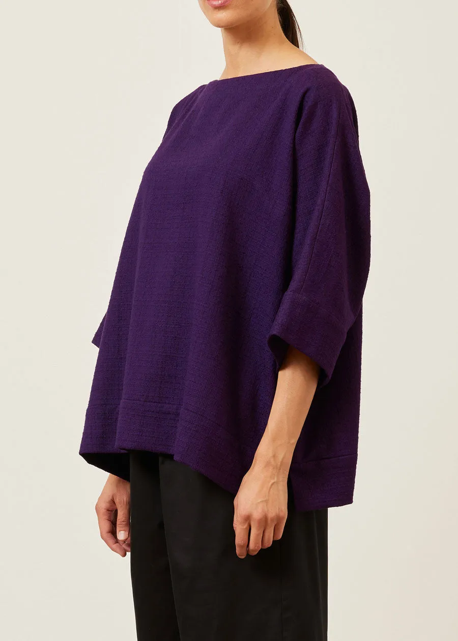 textured cotton scoop neck 3/4 sleeve top with hemband - mid plus sold by eskandar product image thumbnail 3