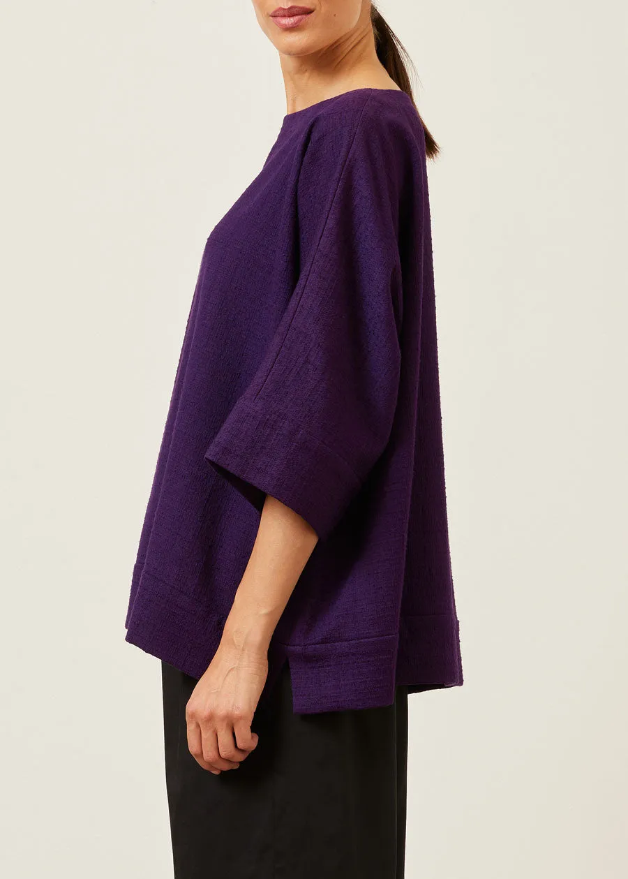 textured cotton scoop neck 3/4 sleeve top with hemband - mid plus sold by eskandar product image thumbnail 2