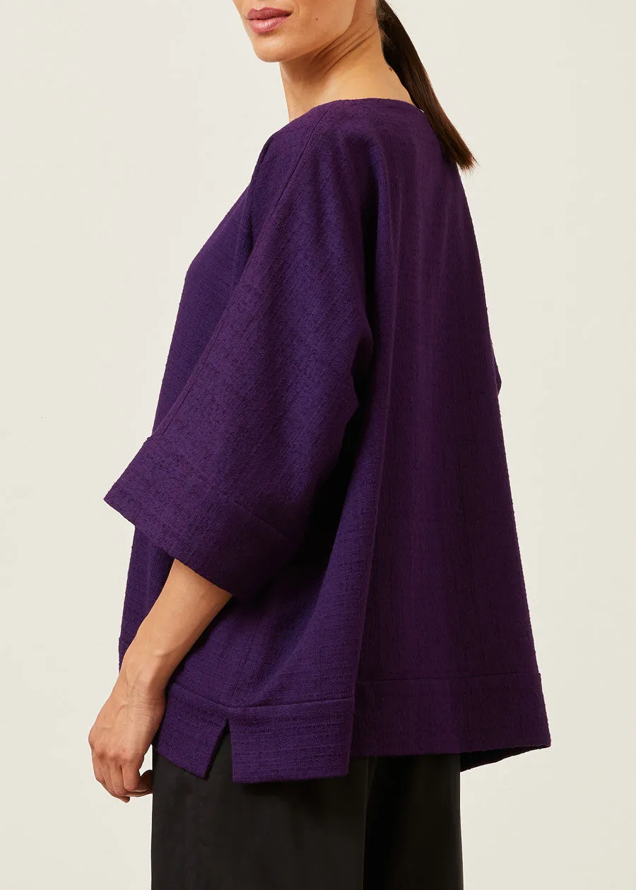 textured cotton scoop neck 3/4 sleeve top with hemband - mid plus sold by eskandar product image thumbnail 4