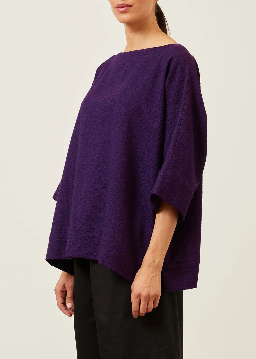 textured cotton scoop neck 3/4 sleeve top with hemband - mid plus sold by eskandar