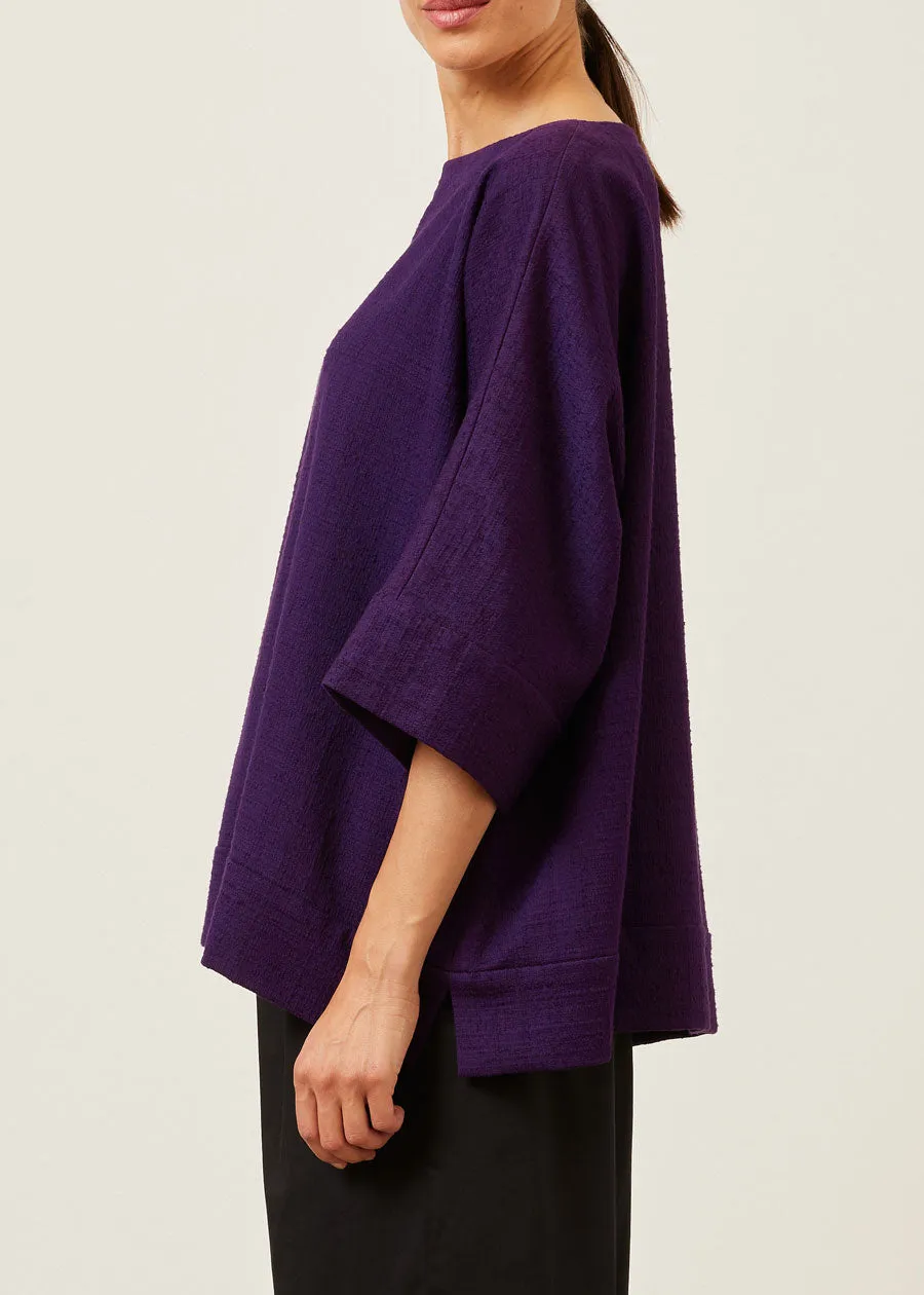 textured cotton scoop neck 3/4 sleeve top with hemband - mid plus sold by eskandar product image thumbnail 5