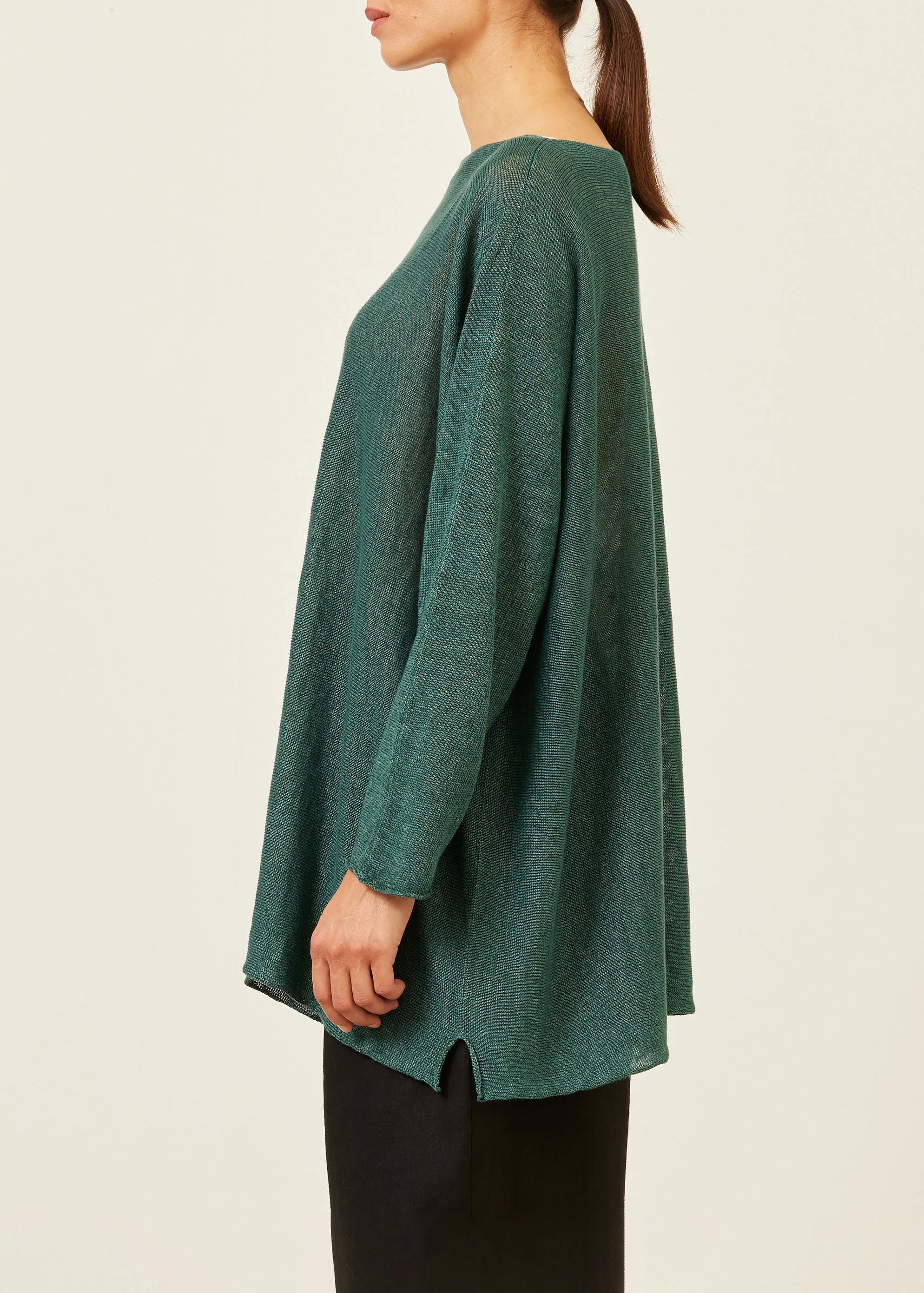 linen sideways knitted sweater - long sold by eskandar product image thumbnail 3