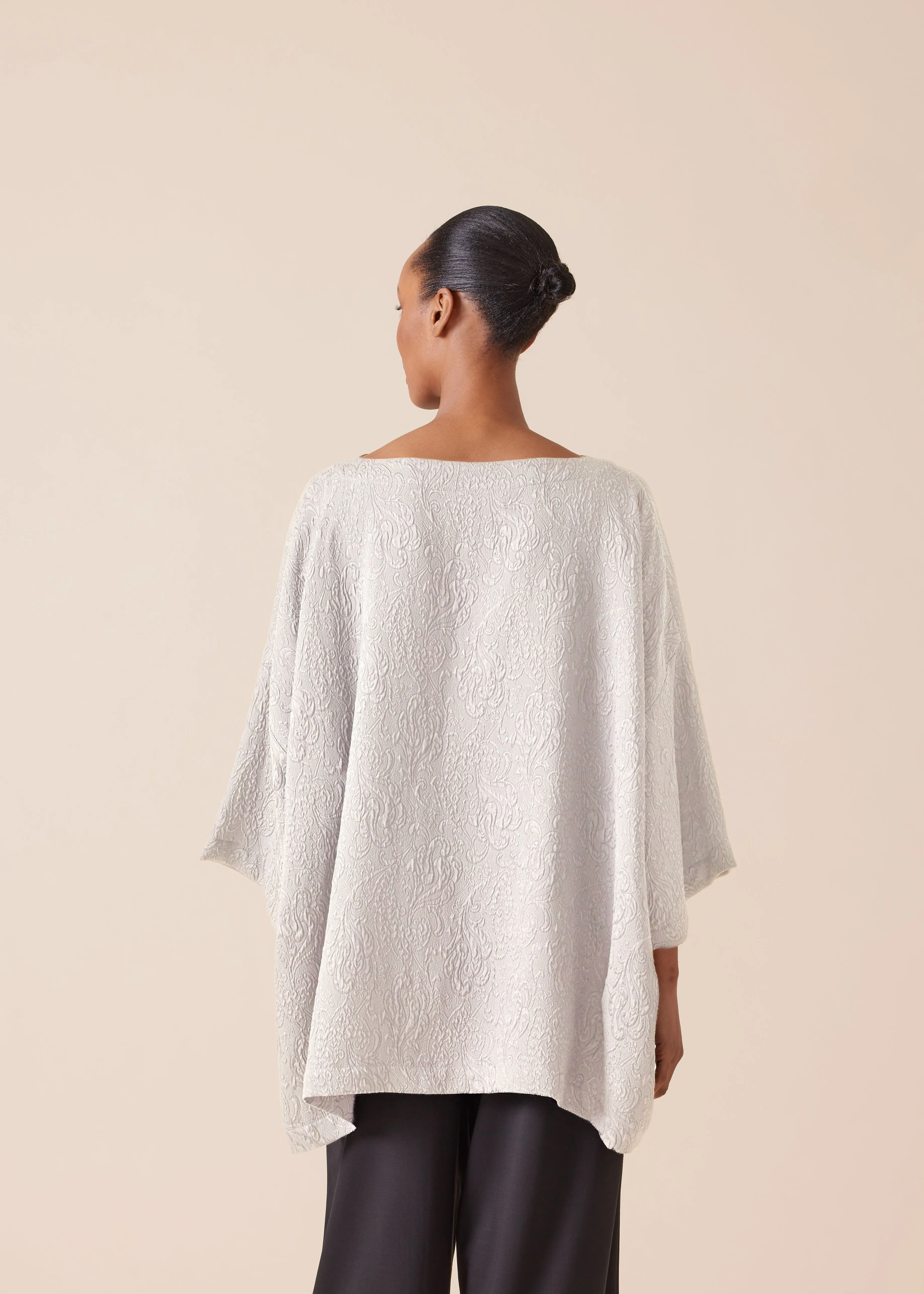 silk 3/4 sleeve bateau neck tunic - long sold by eskandar product image thumbnail 4