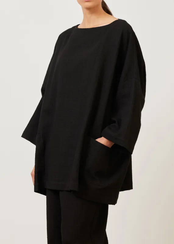 cotton sloped shoulder scoop neck poncho - long plus sold by eskandar