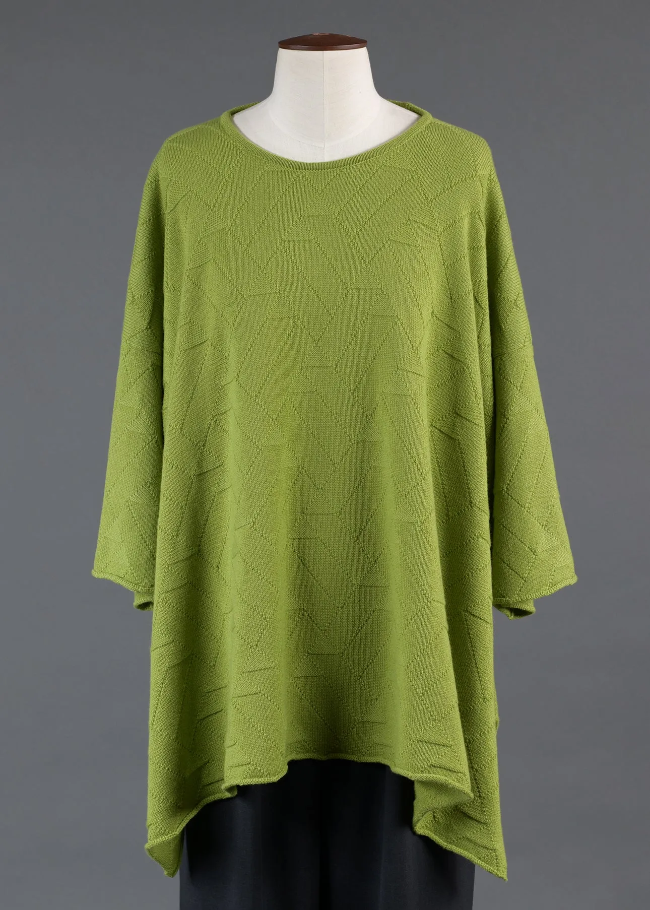 cashmere geometric diamonds 3/4 sleeve dps bateau neck sweater - mid plus sold by eskandar