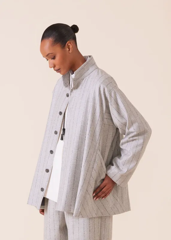 wool cashmere mix caucasus jacket with notch collar - long sold by eskandar