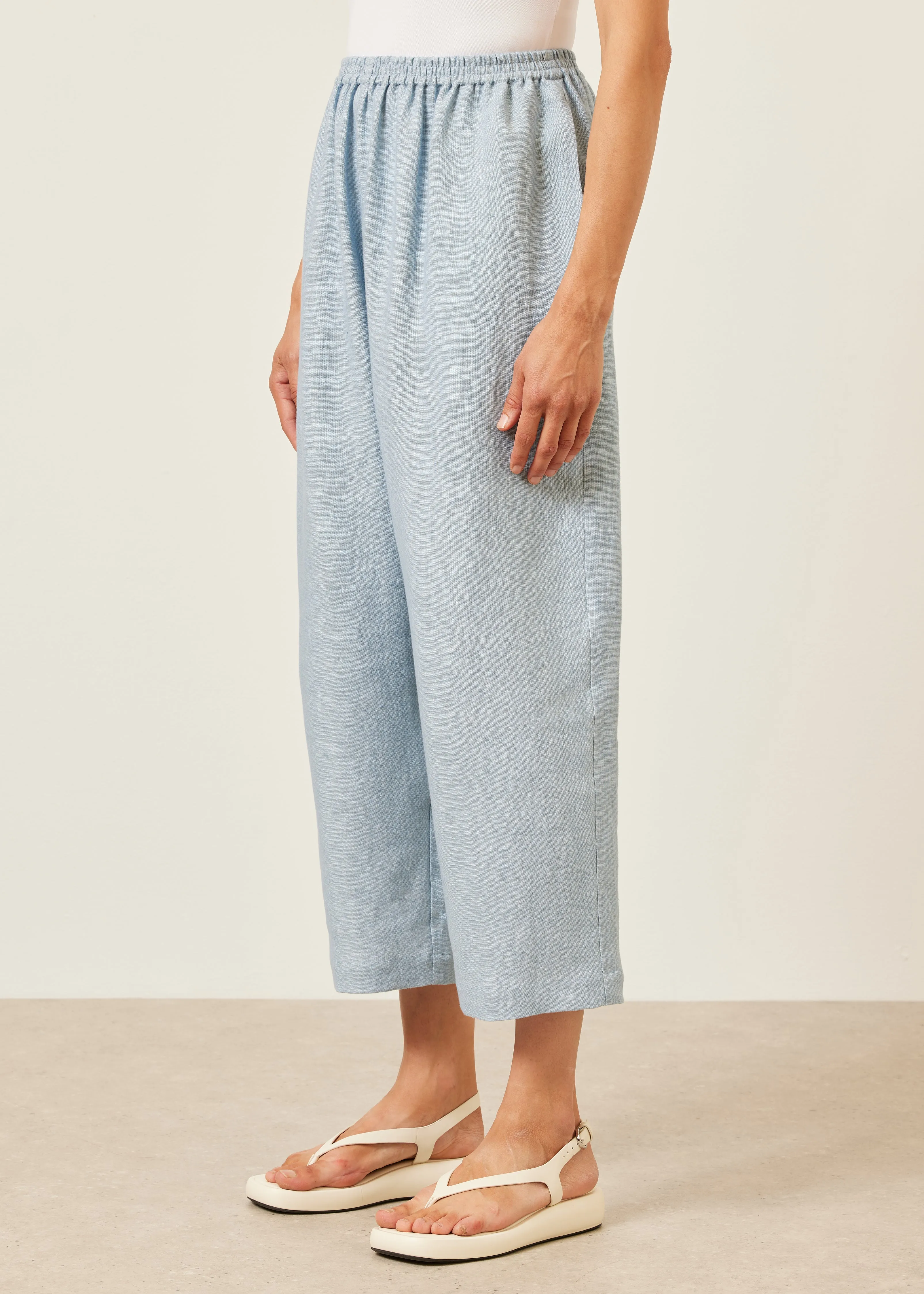 linen japanese trouser (woadblue) sold by eskandar