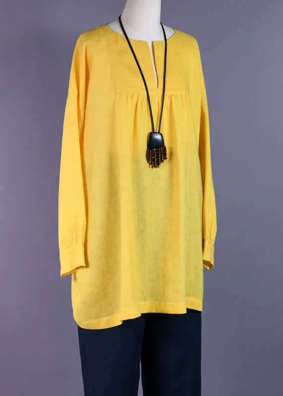 handkerchief linen slit neck peasant smock - long plus sold by eskandar