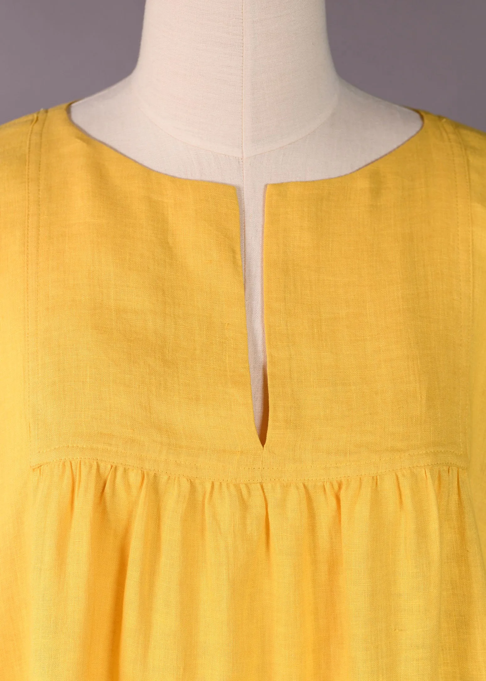 handkerchief linen slit neck peasant smock - long plus sold by eskandar product image thumbnail 3