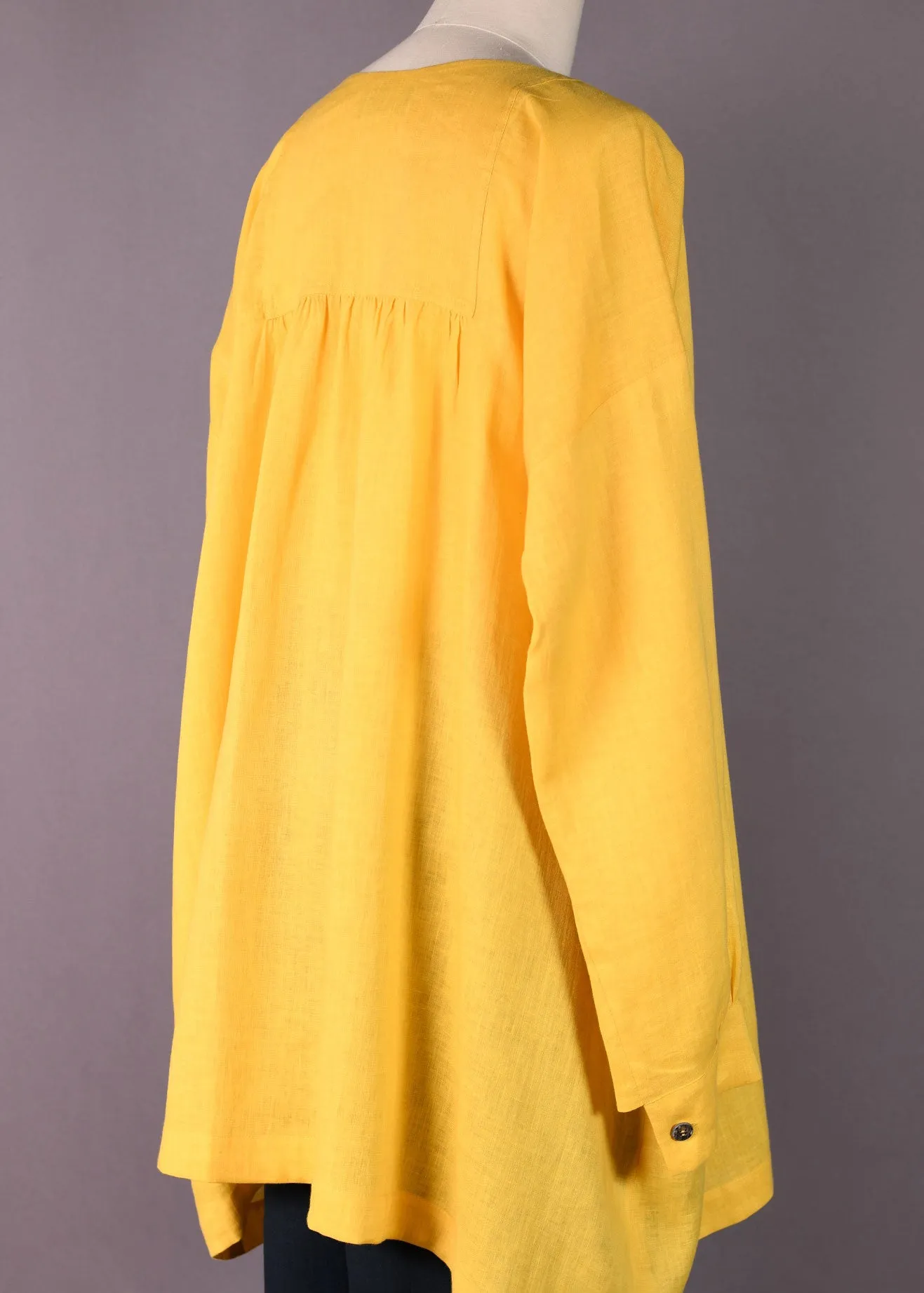 handkerchief linen slit neck peasant smock - long plus sold by eskandar product image thumbnail 4