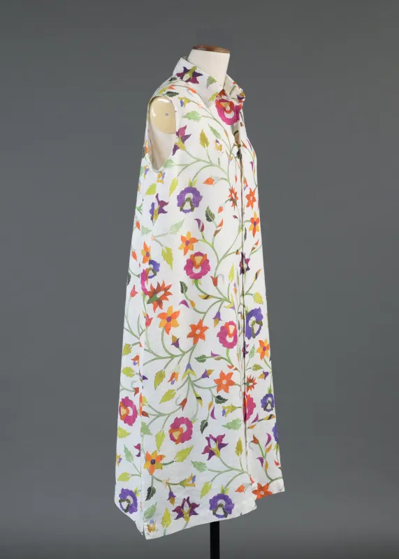 linen slim a-line sleeveless shirt dress with collar sold by eskandar