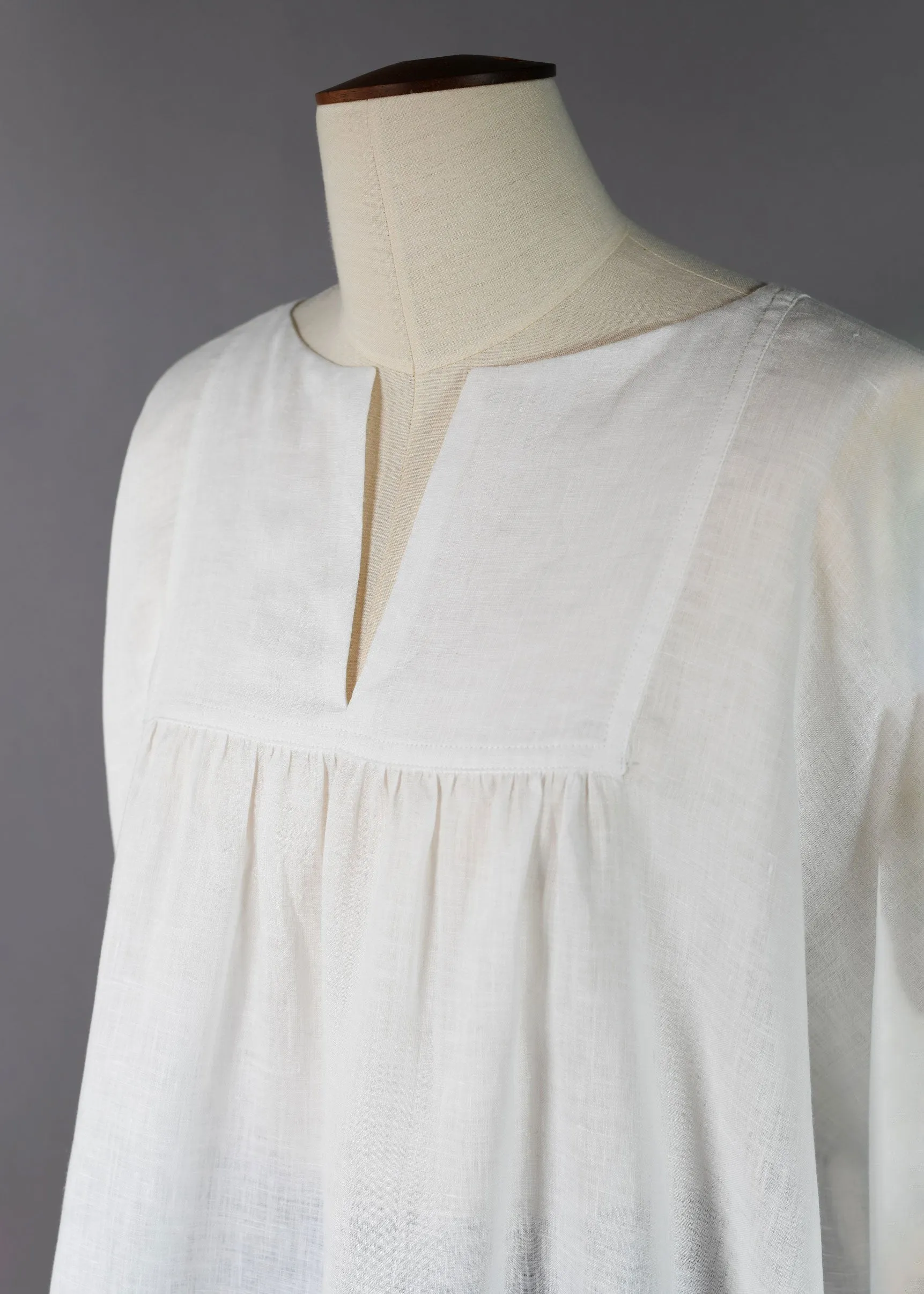 handkerchief linen slit neck peasant smock - long plus sold by eskandar product image thumbnail 3
