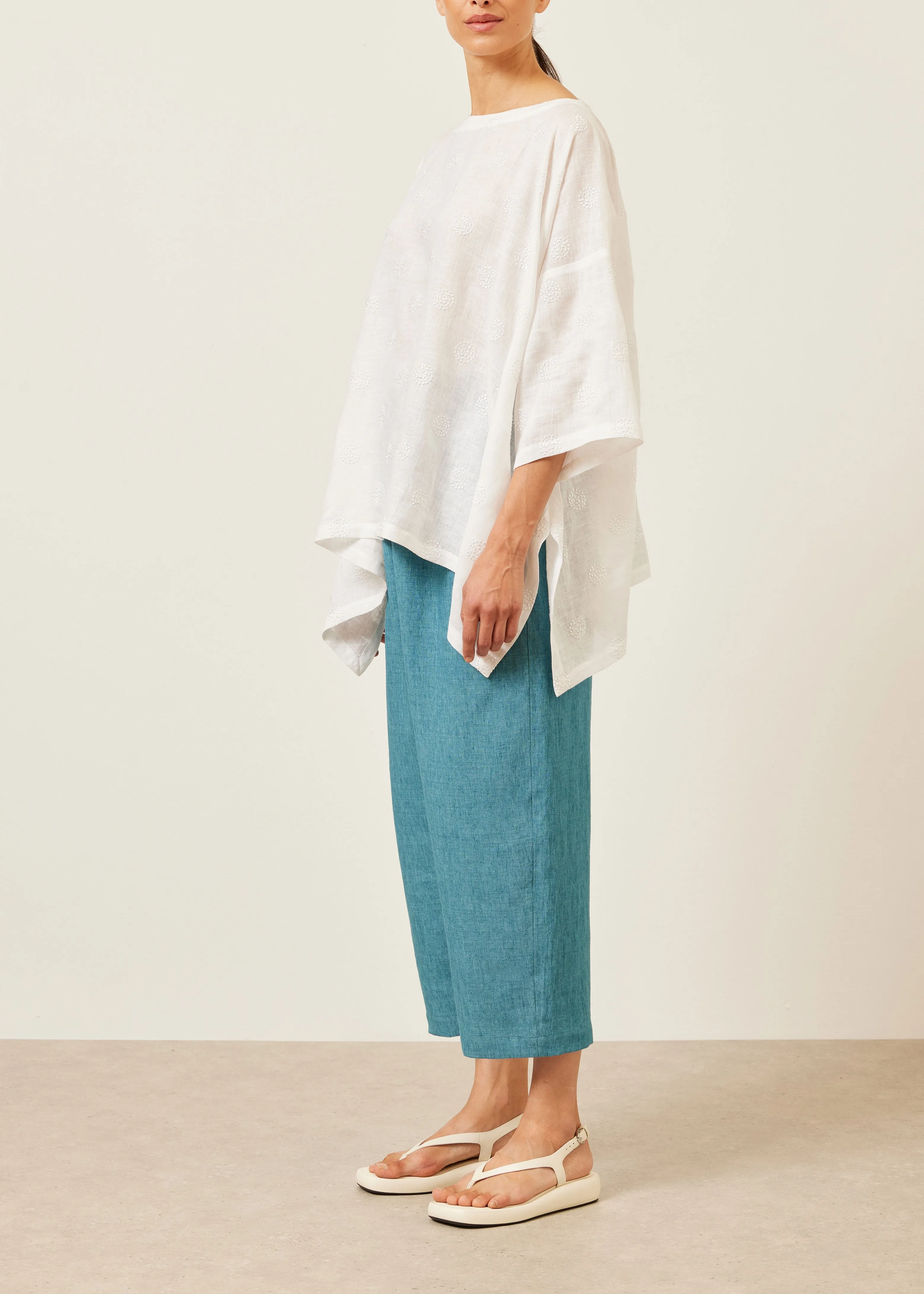 embroidered linen dps scoop neck 3/4 sleeve top - mid plus sold by eskandar product image thumbnail 2