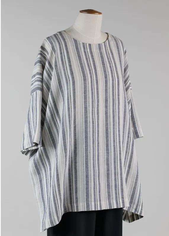 striped linen t-shirt - long sold by eskandar