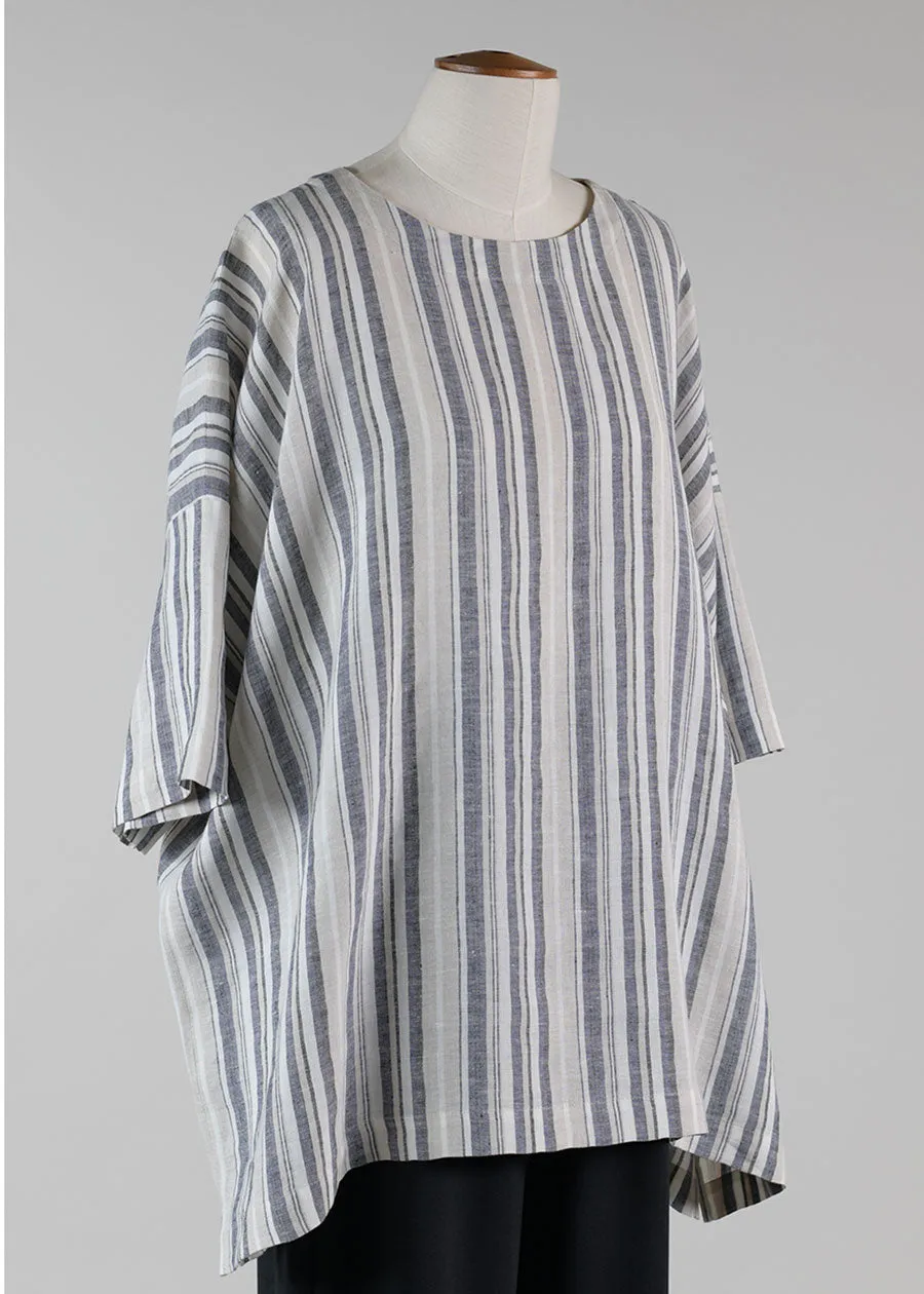 striped linen t-shirt - long sold by eskandar