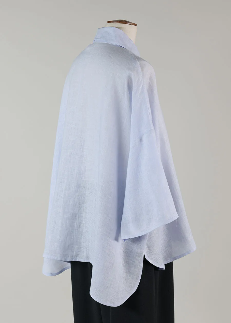 linen sloped shlder wide a-line s/s shirt w/collar - mid sold by eskandar product image thumbnail 3