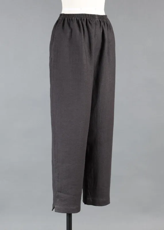 linen longer japanese trouser with ankle slits sold by eskandar