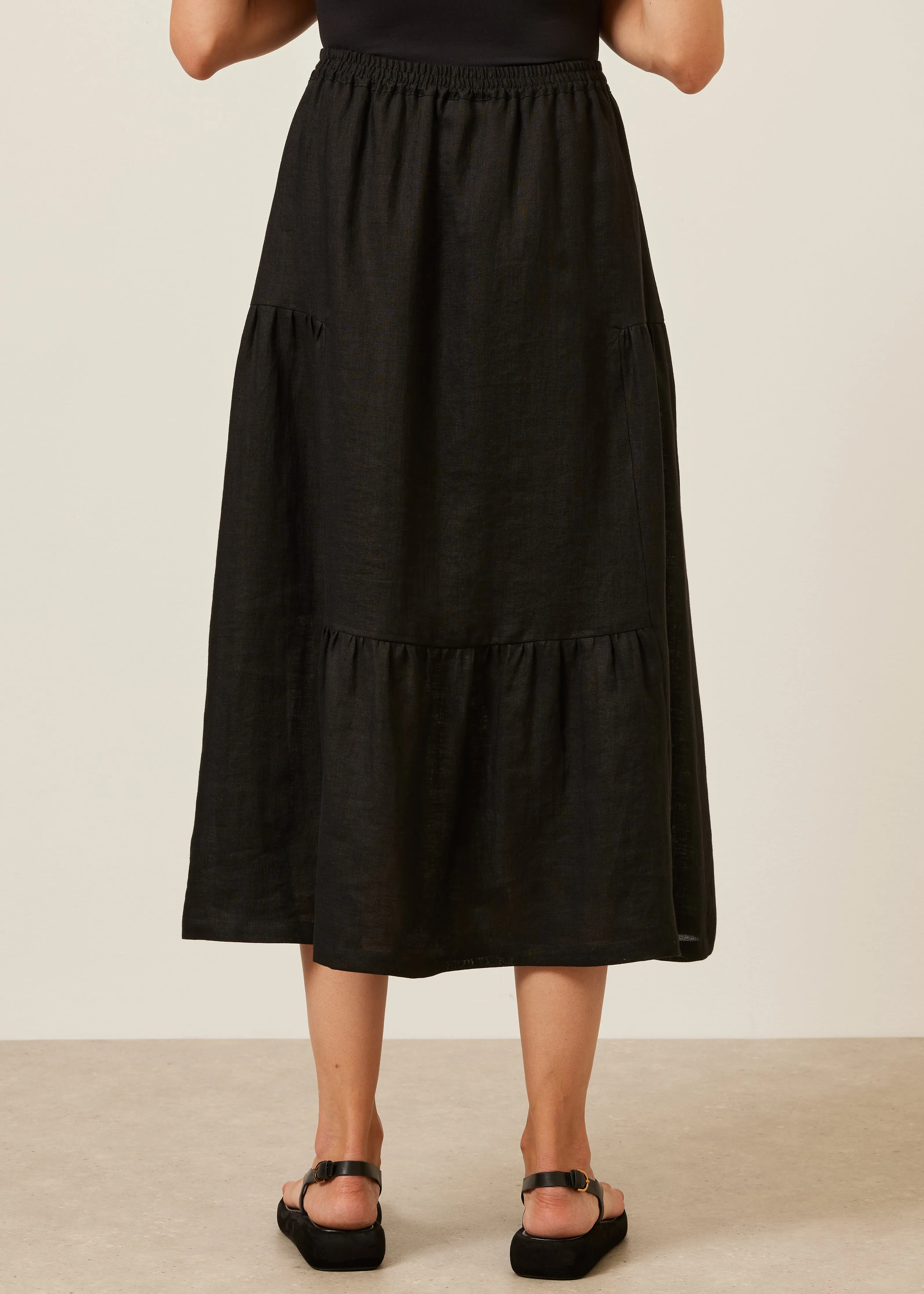 linen tiered petticoat skirt (black) sold by eskandar product image thumbnail 4