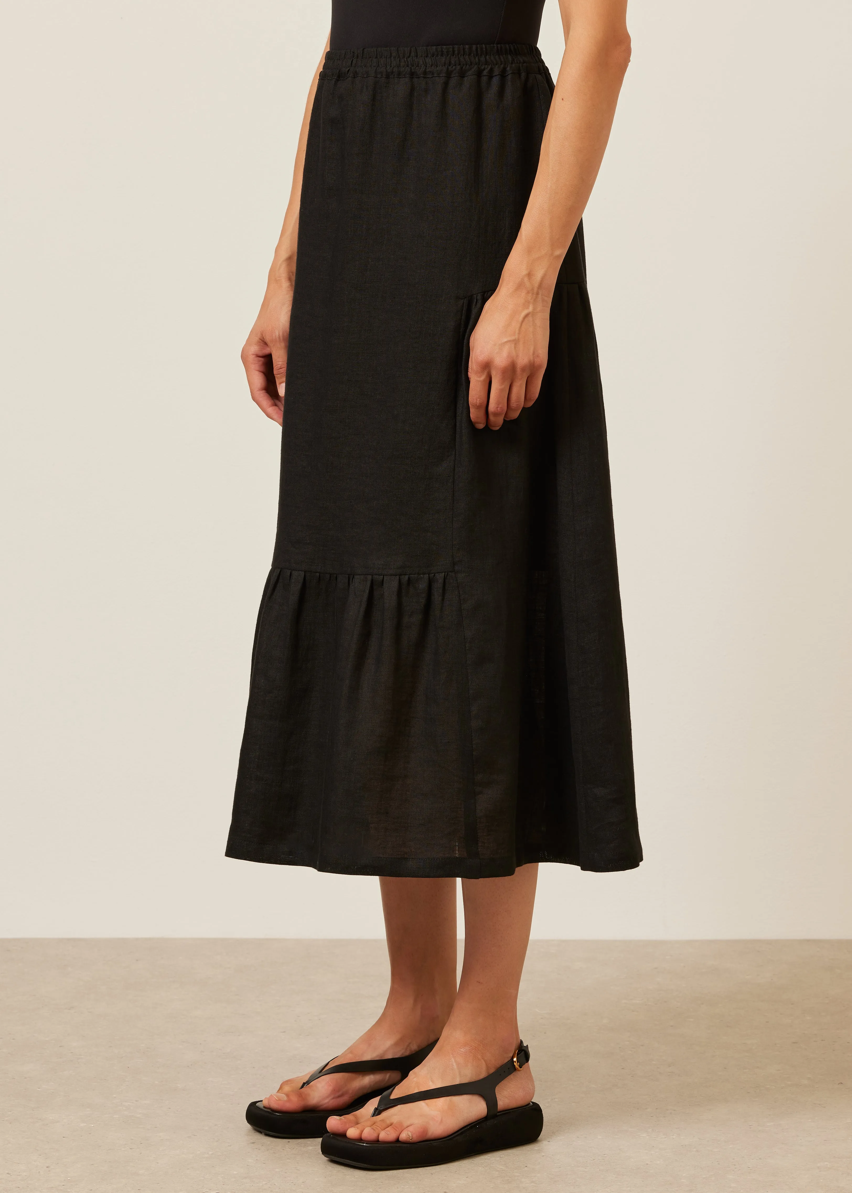 linen tiered petticoat skirt (black) sold by eskandar