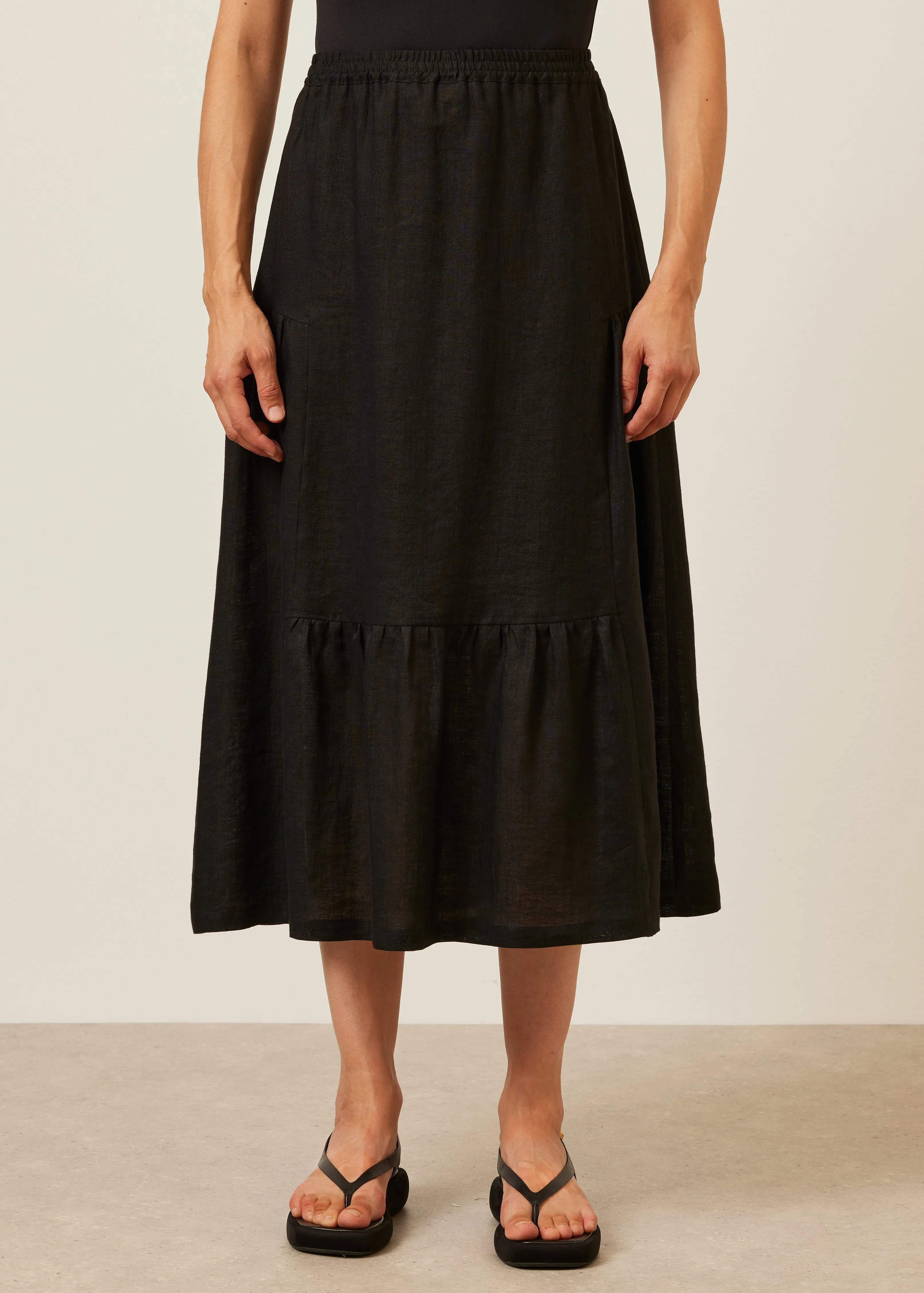 linen tiered petticoat skirt (black) sold by eskandar product image thumbnail 2