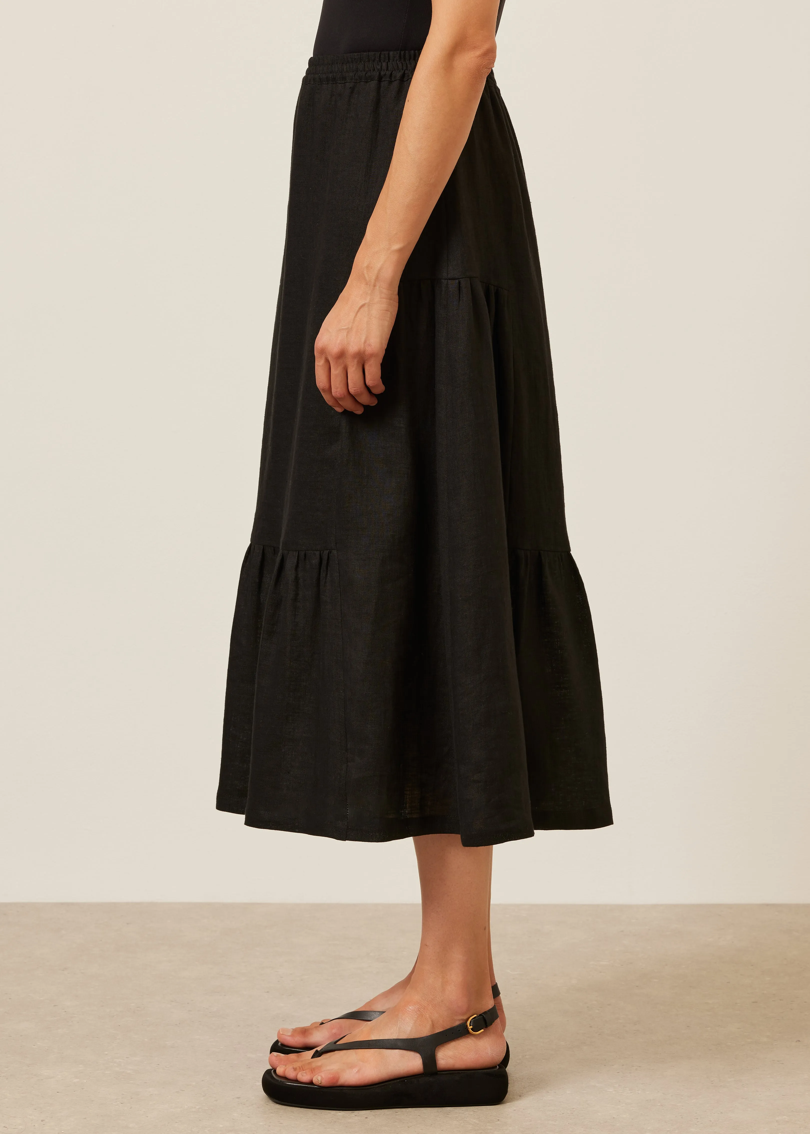 linen tiered petticoat skirt (black) sold by eskandar product image thumbnail 3