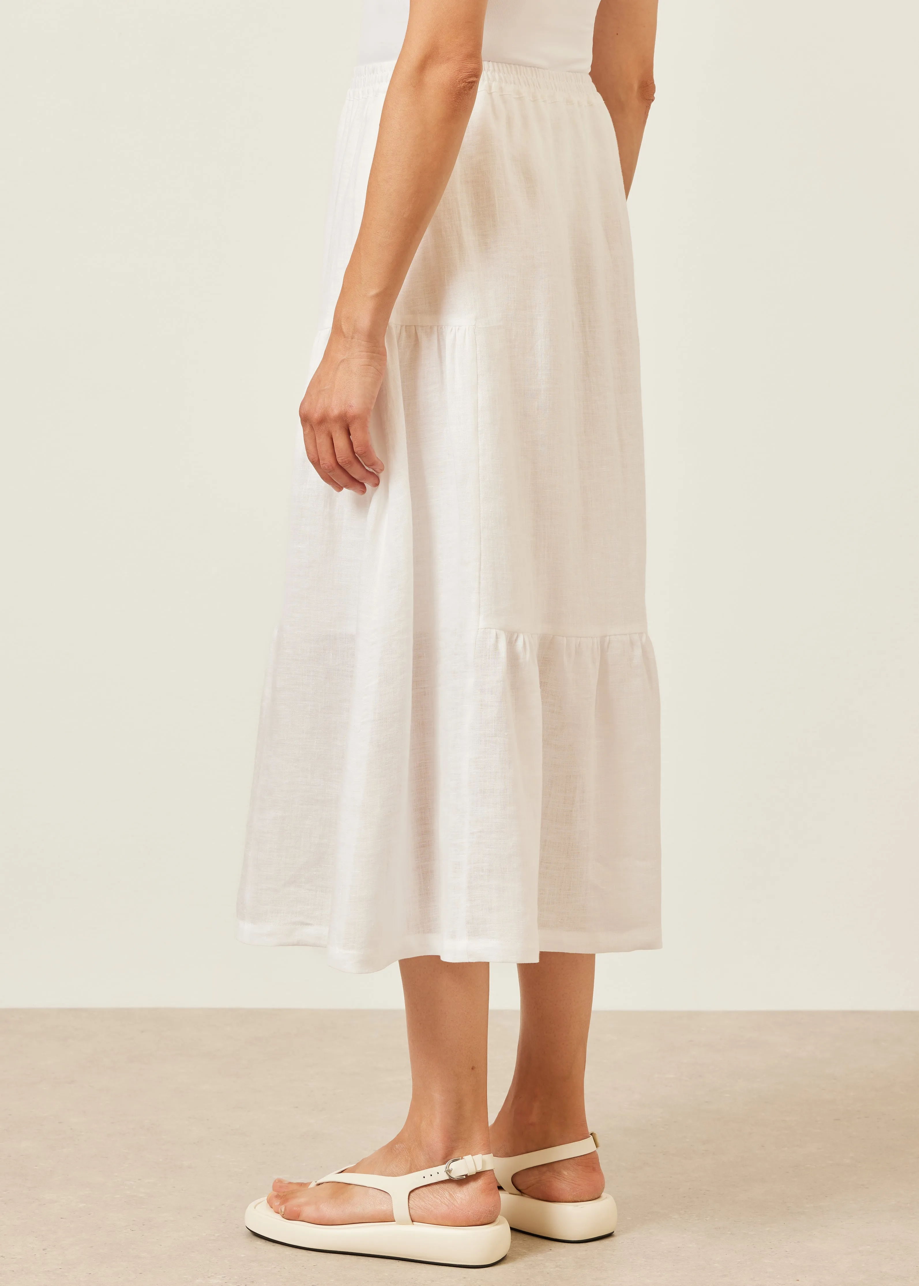 linen tiered petticoat skirt (white) sold by eskandar product image thumbnail 4