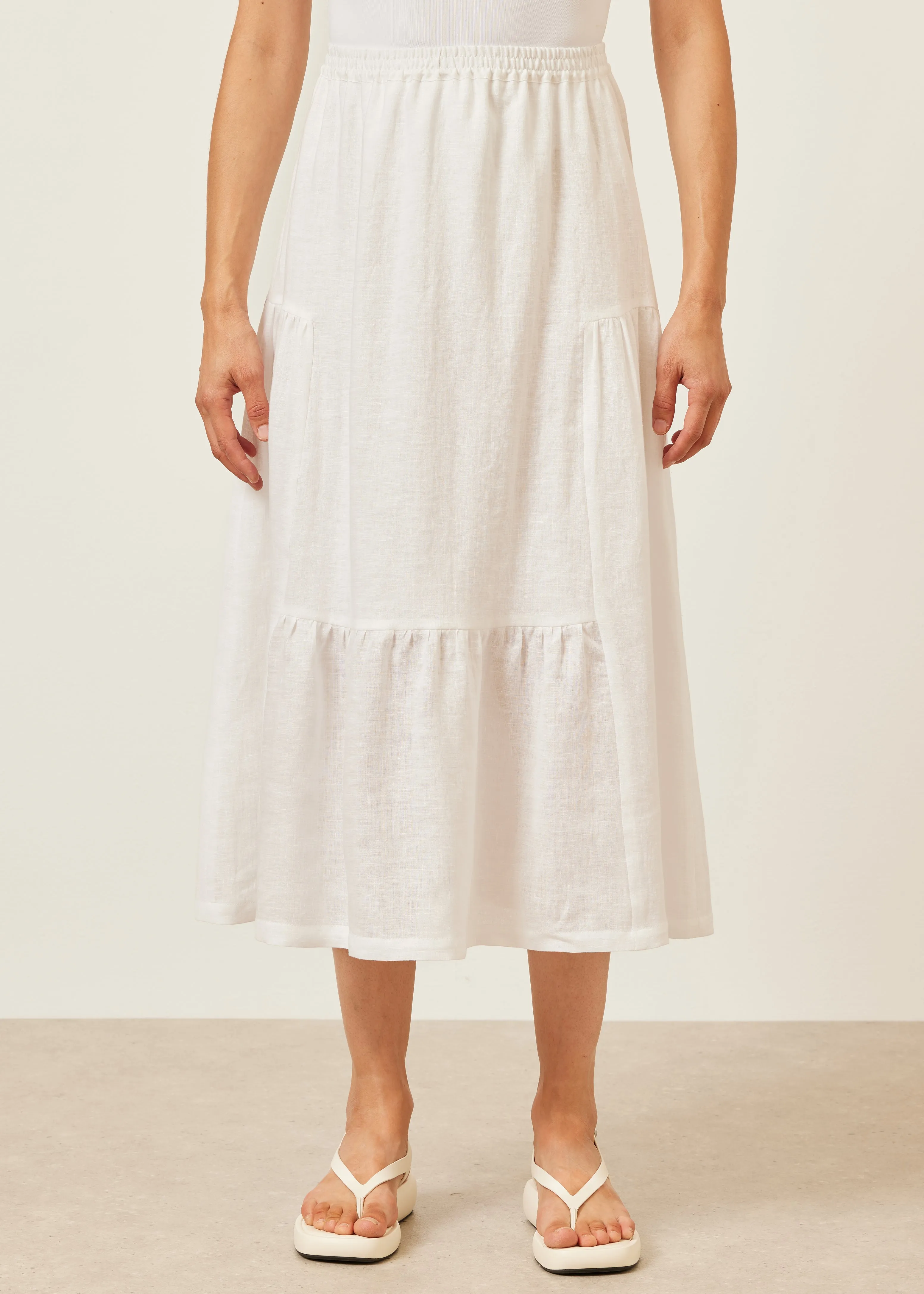 linen tiered petticoat skirt (white) sold by eskandar product image thumbnail 2