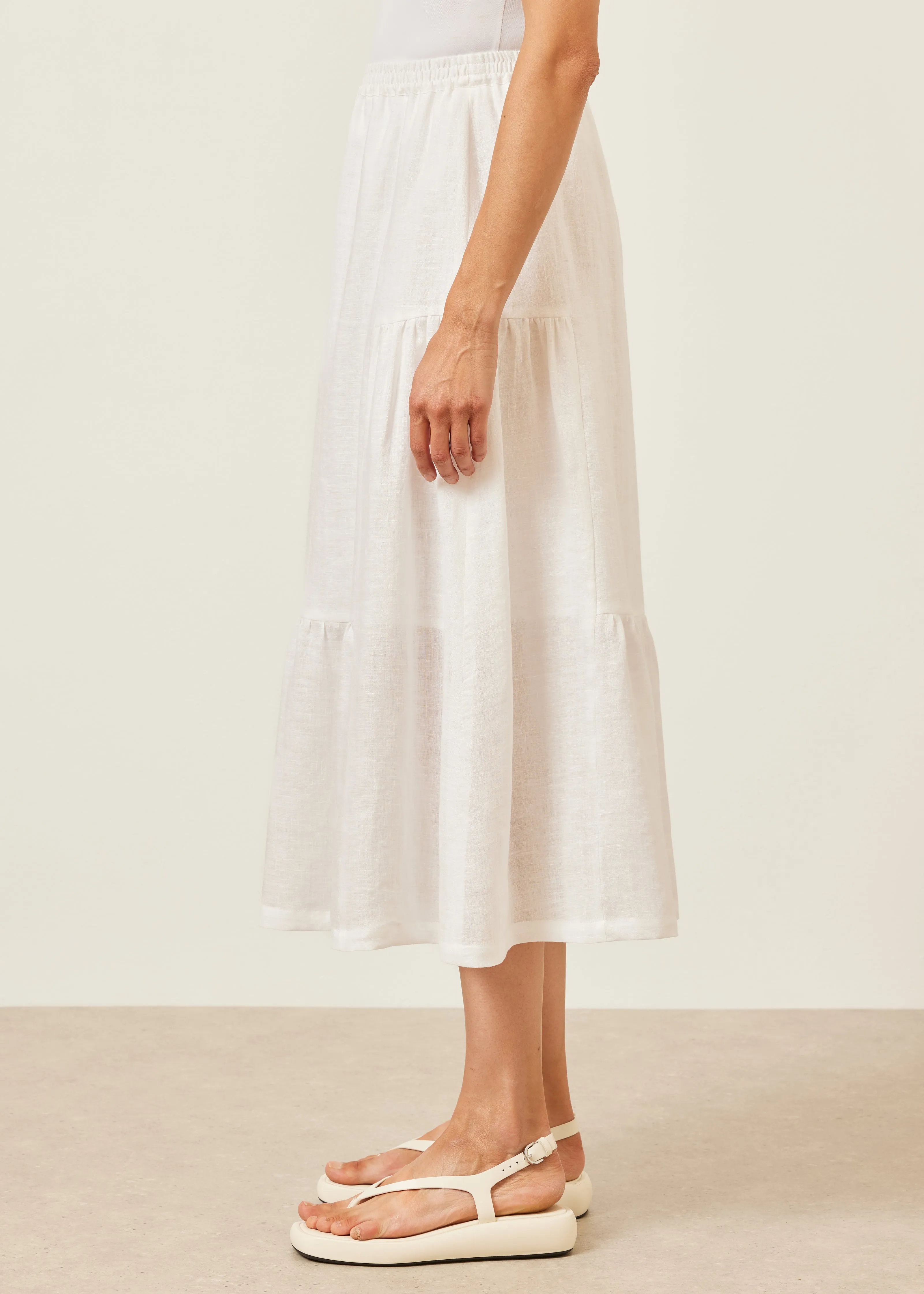 linen tiered petticoat skirt (white) sold by eskandar product image thumbnail 3