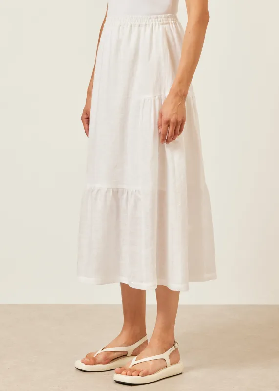 linen tiered petticoat skirt (white) sold by eskandar