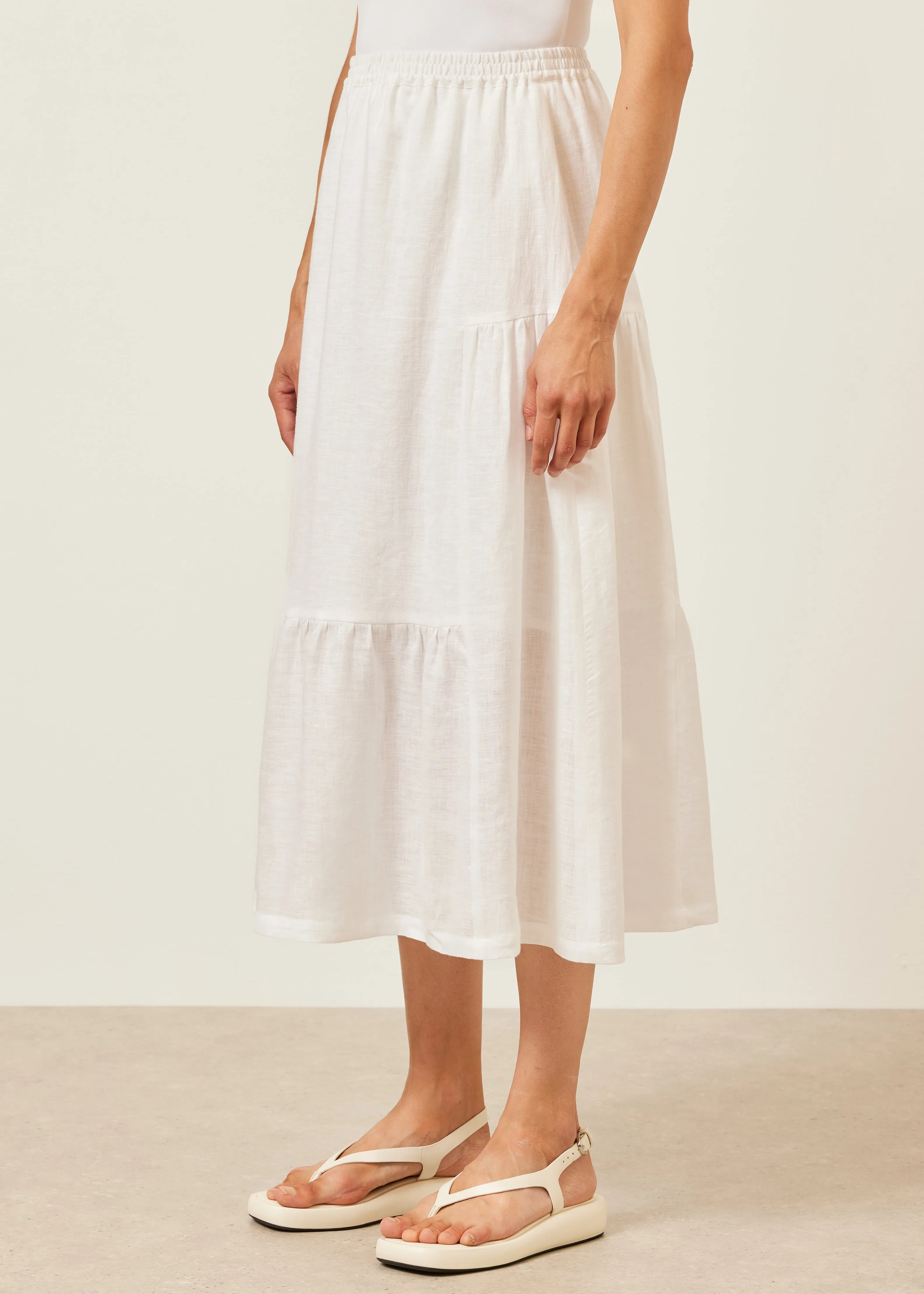 linen tiered petticoat skirt (white) sold by eskandar
