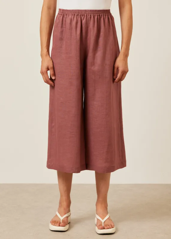 handkerchief linen flared cropped trouser sold by eskandar