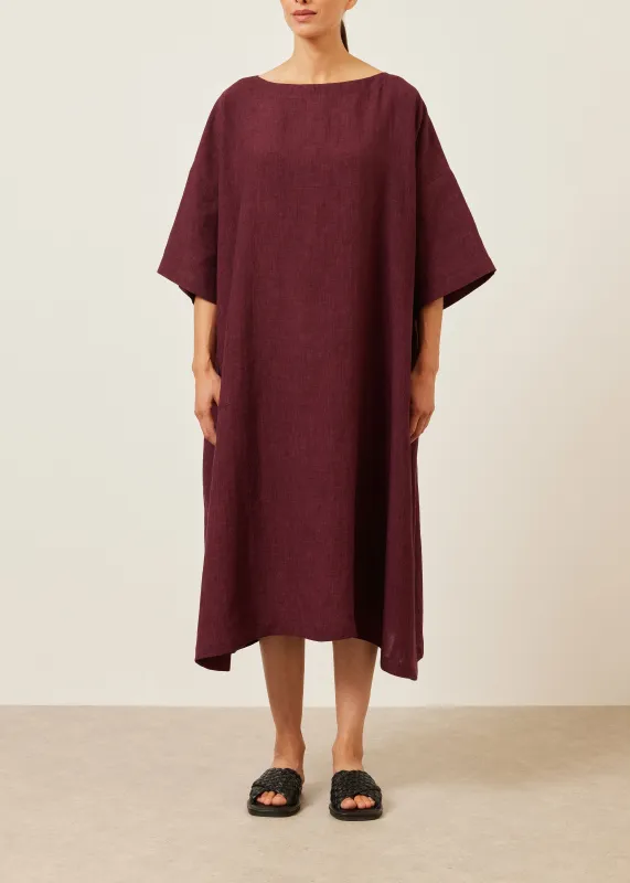 linen angle-to-front side seam scoop neck t shirt dress sold by eskandar