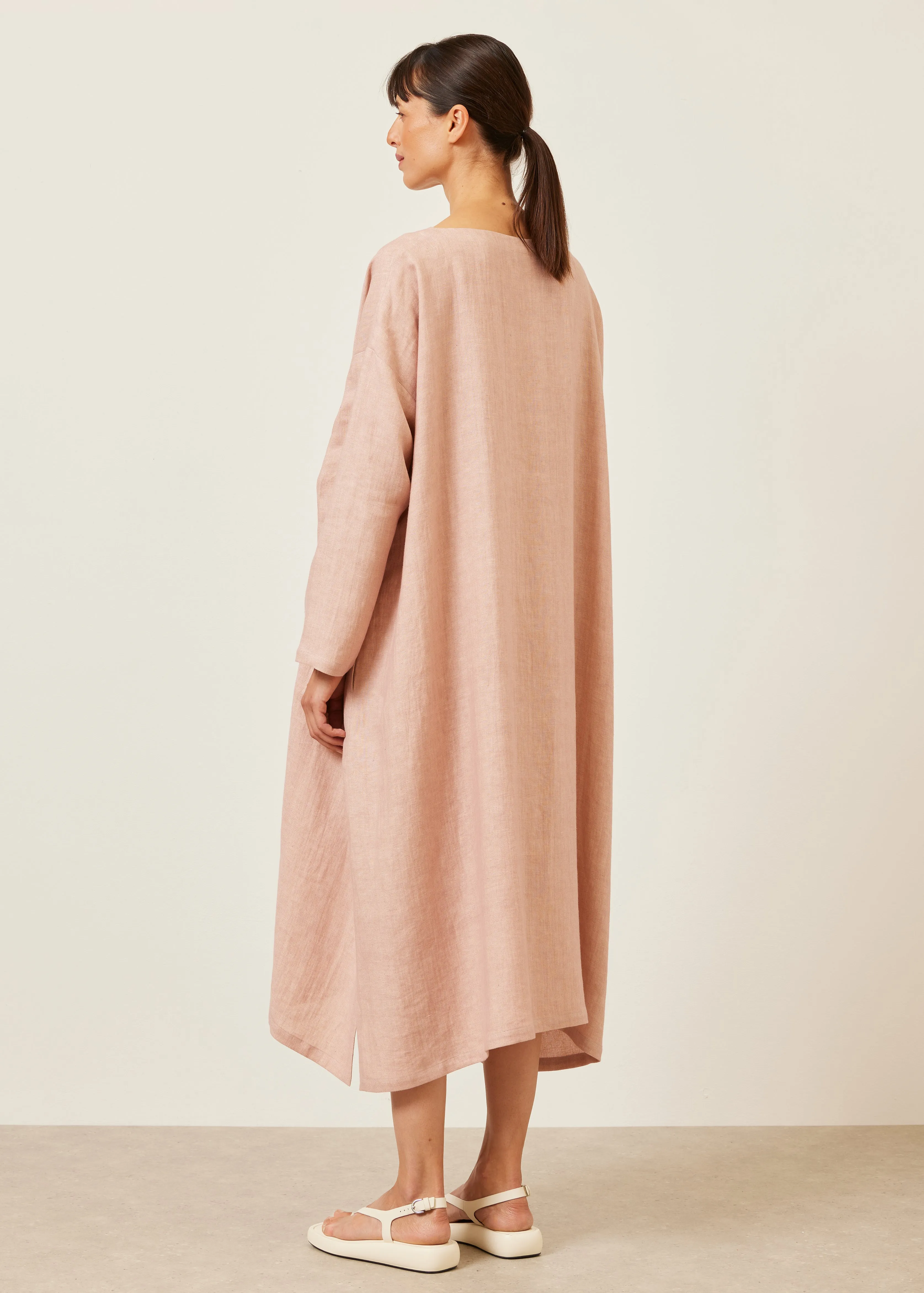 linen wide a-line scoop neck dress sold by eskandar product image thumbnail 4