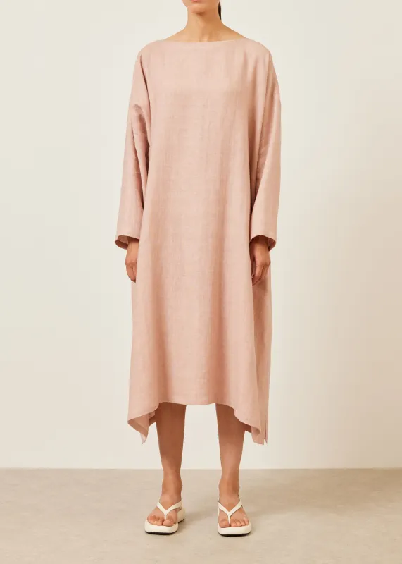 linen wide a-line scoop neck dress sold by eskandar