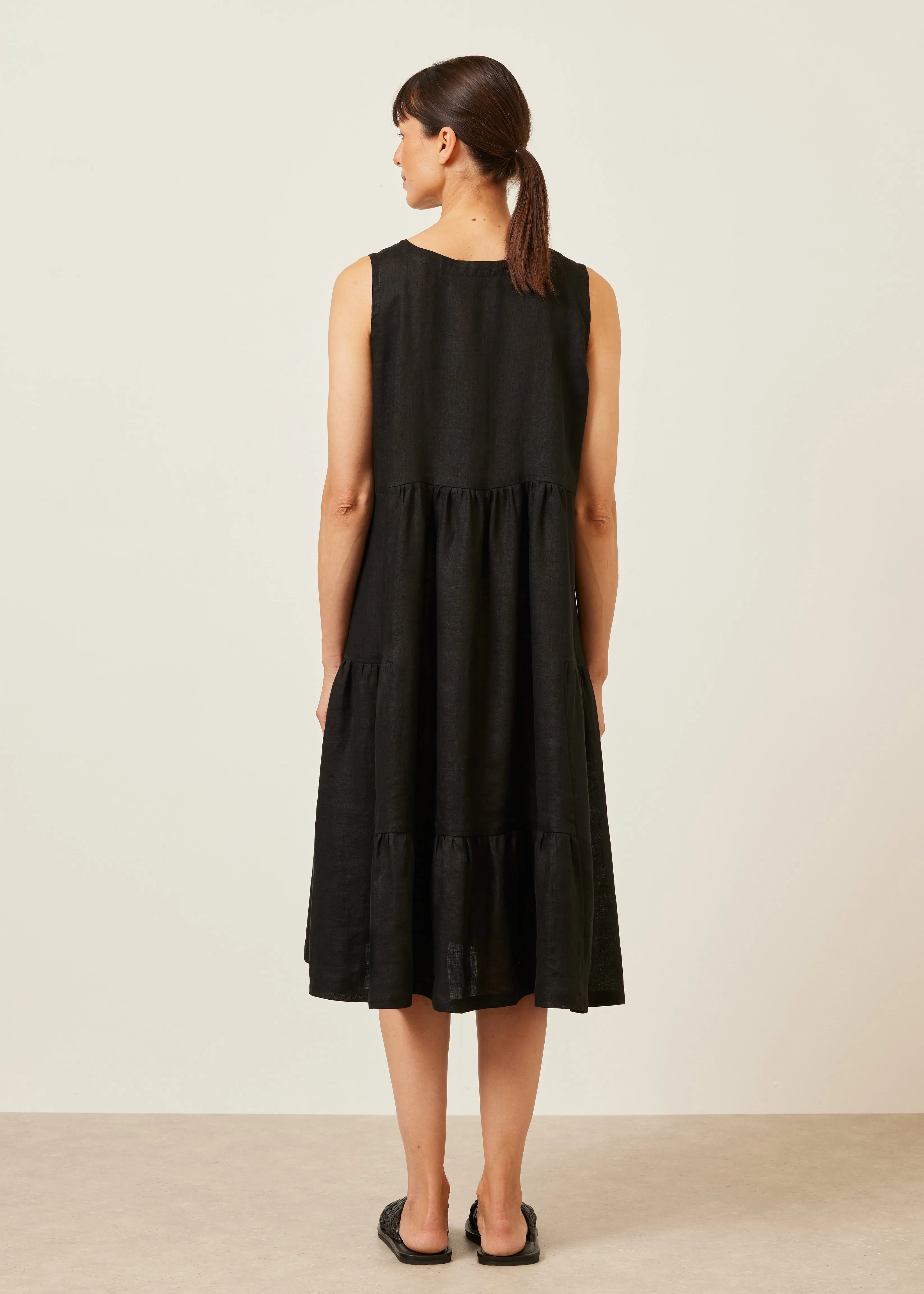 linen tiered pleated sleeveless dress sold by eskandar product image thumbnail 4