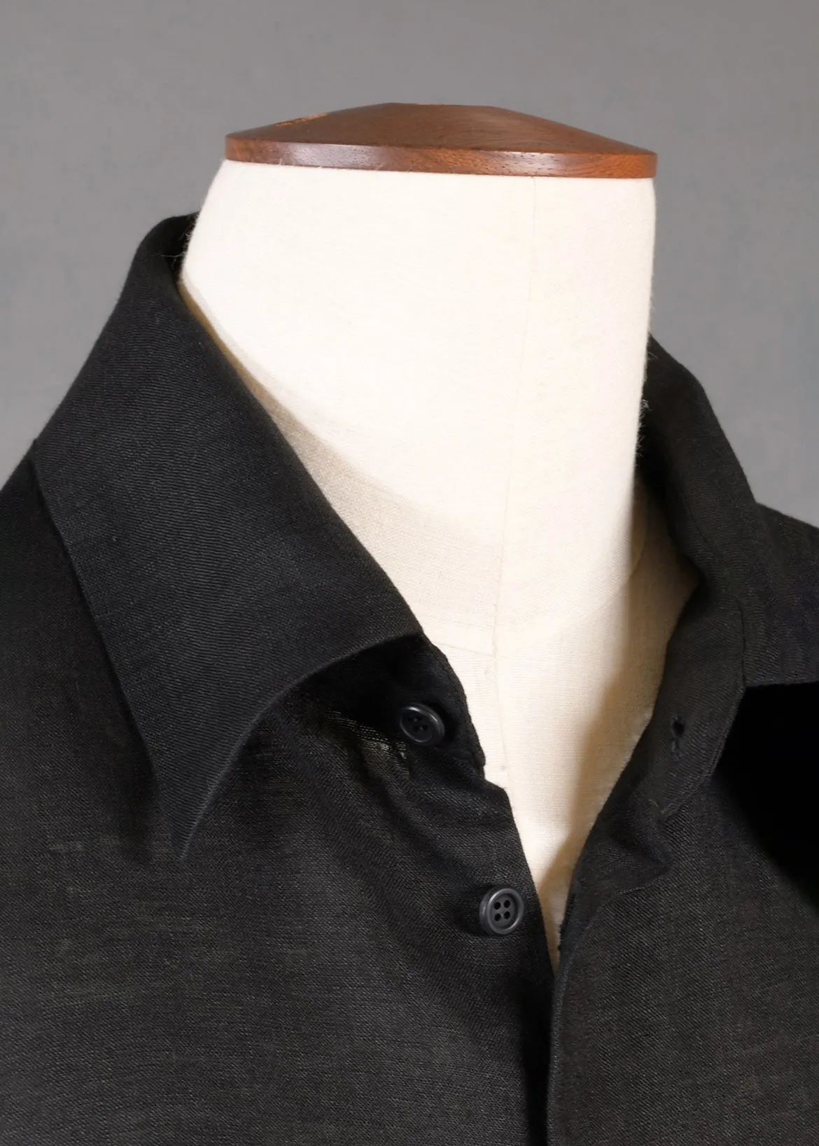 handkerchief linen sloped shoulder wide a-line short sleeve shirt with collar - mid sold by eskandar product image thumbnail 4