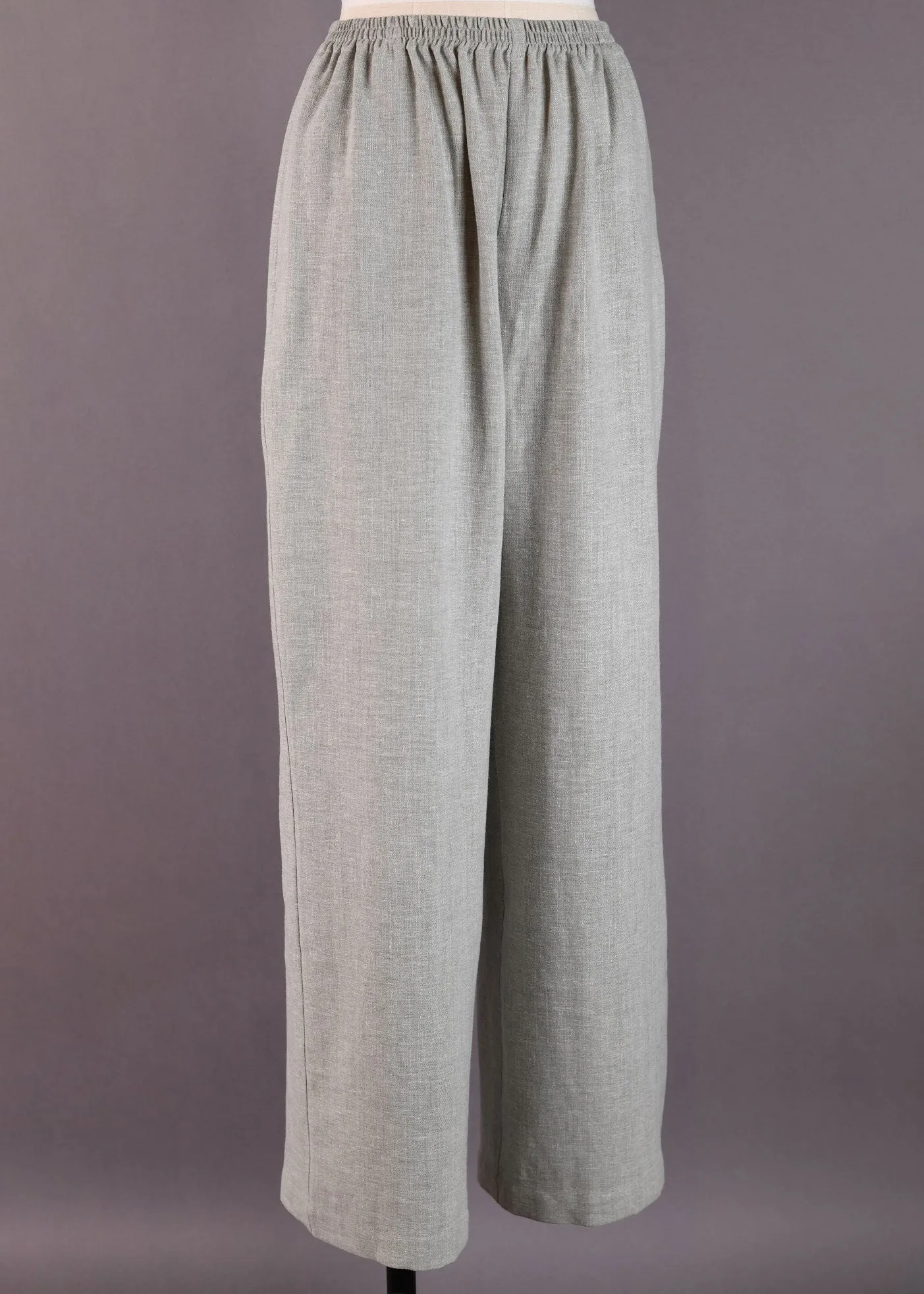 linen mix full trouser (cloud) sold by eskandar