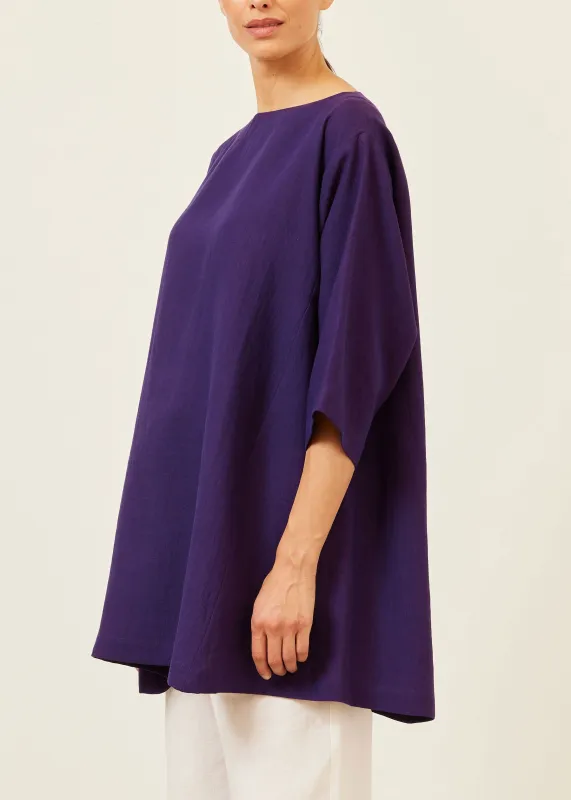 linen side panelled 3/4 sleeve scoop neck tunic - long sold by eskandar