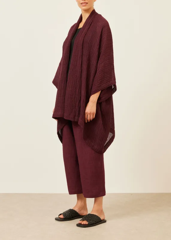 linen mix wide short sleeve scrunch shawl collar jacket - long plus sold by eskandar