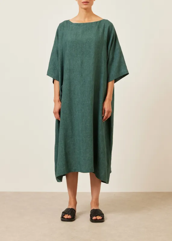 linen angle-to-front side seam scoop neck t shirt dress sold by eskandar