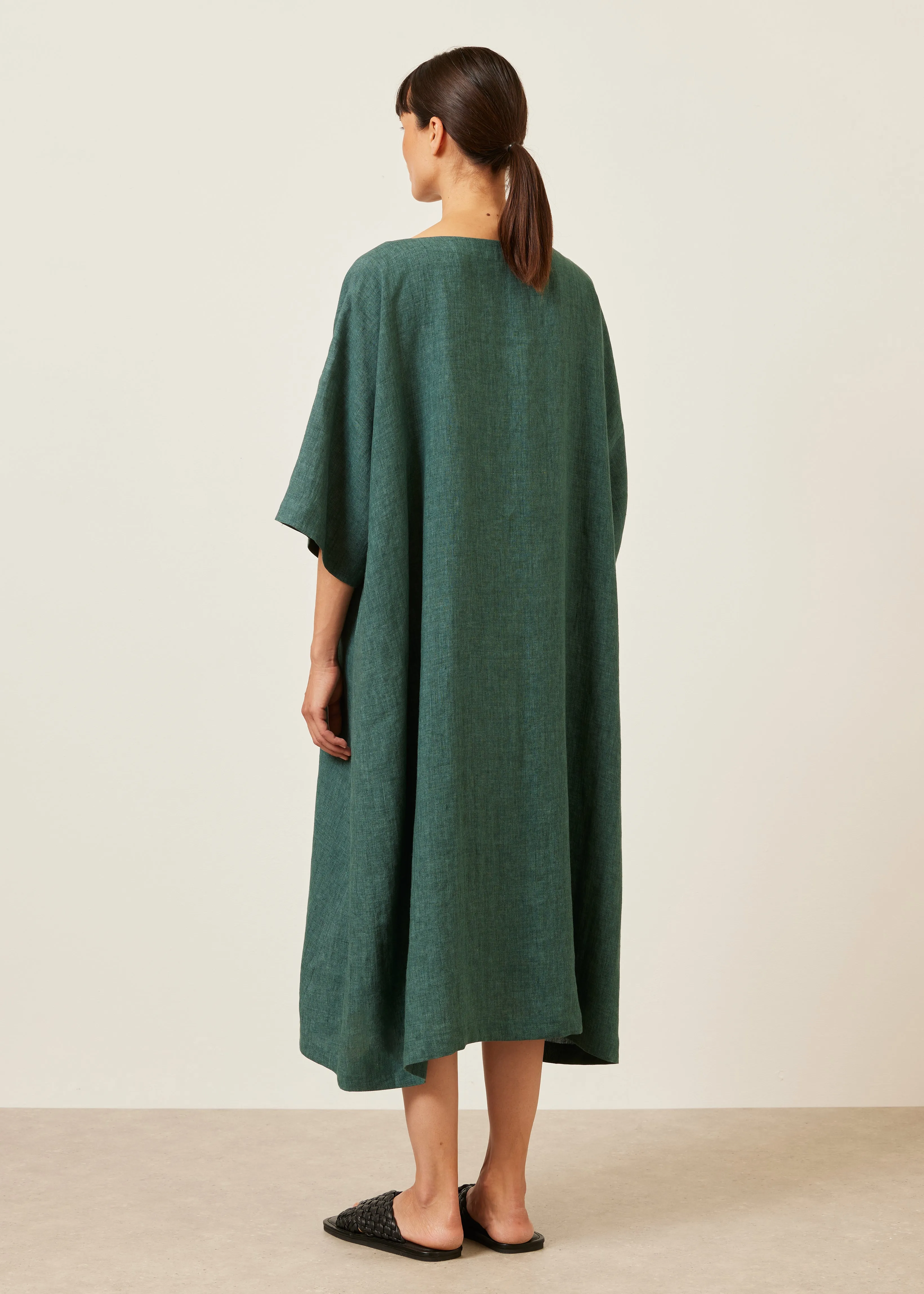 linen angle-to-front side seam scoop neck t shirt dress sold by eskandar product image thumbnail 4