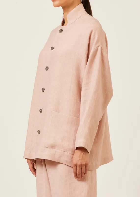 linen achkan' stand collar jacket - long sold by eskandar