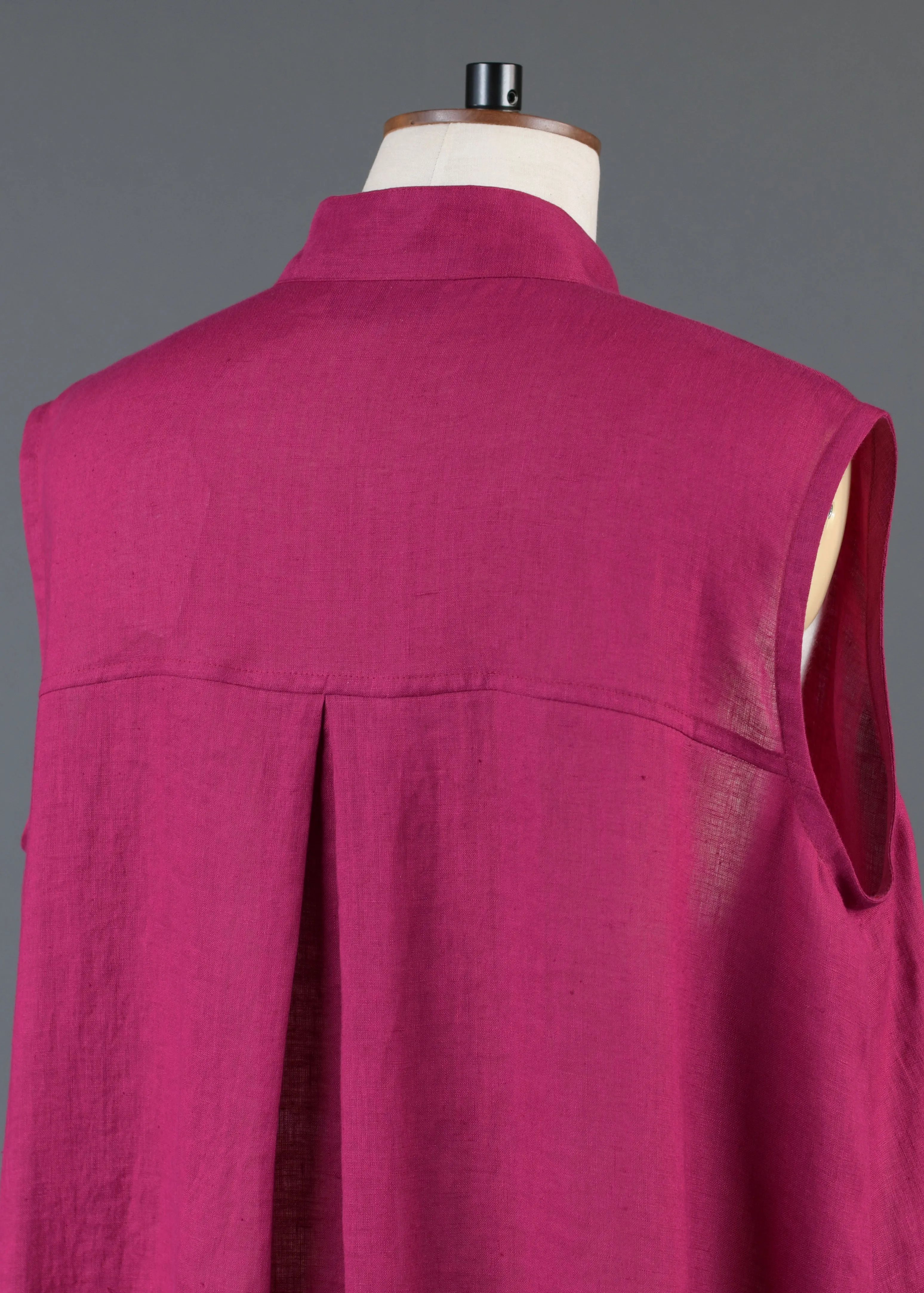 linen a-line collarless sleeveless shirt dress sold by eskandar product image thumbnail 5