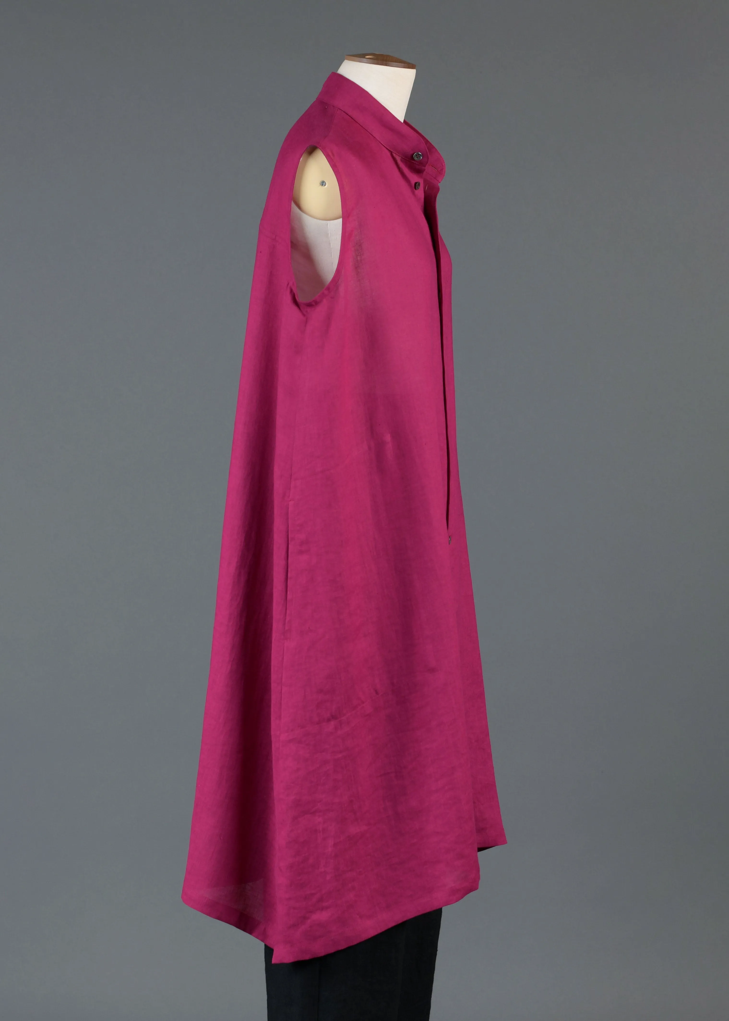 linen a-line collarless sleeveless shirt dress sold by eskandar product image thumbnail 2