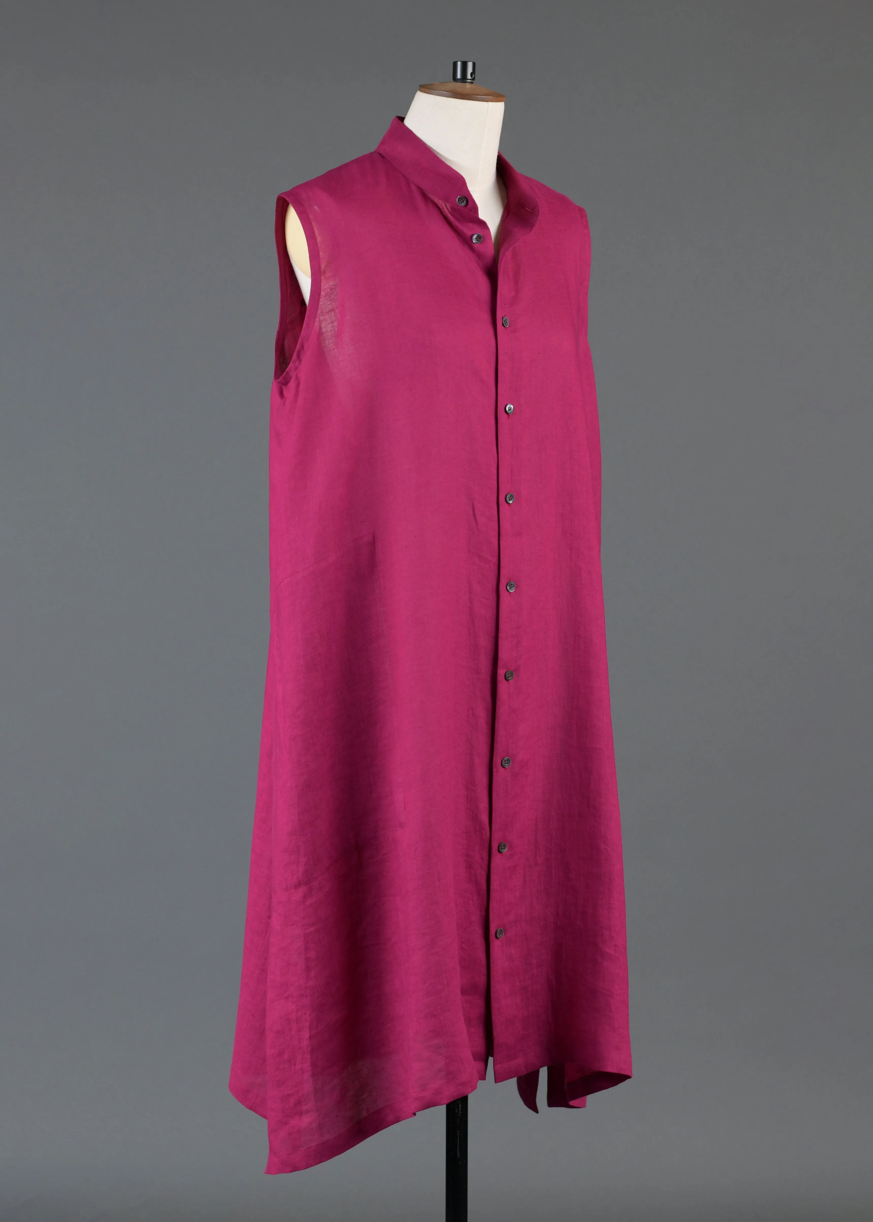 linen a-line collarless sleeveless shirt dress sold by eskandar product image thumbnail 3