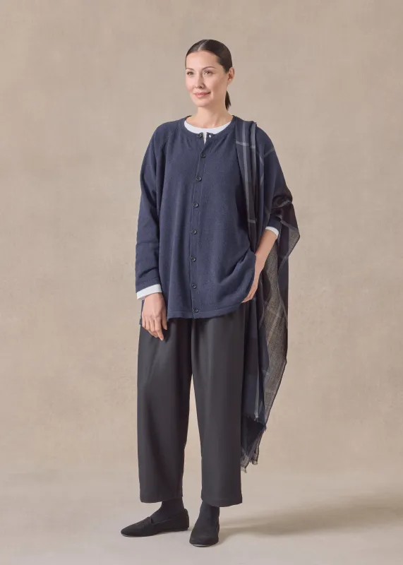 cashmere raglan sleeve round neck cardigan - long (inkblue) sold by eskandar