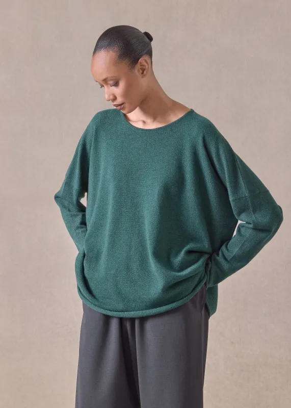 cashmere slim sleeve raw edge bateau neck - mid plus sold by eskandar