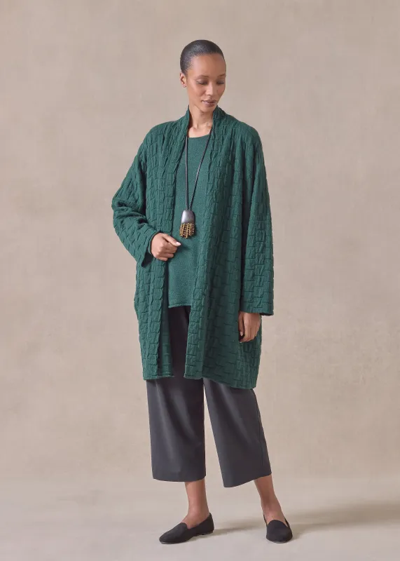 cashmere scrunch shawl collar cardigan - long plus (spruce) sold by eskandar